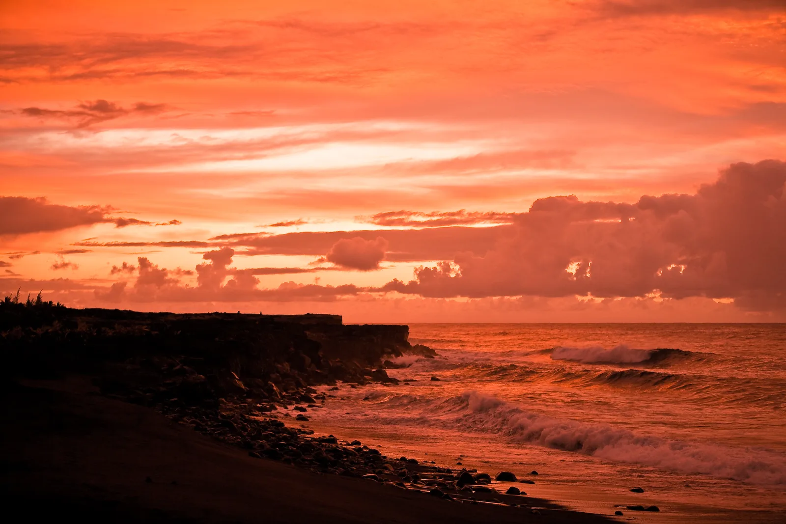 Sunset over the Red Road ocean