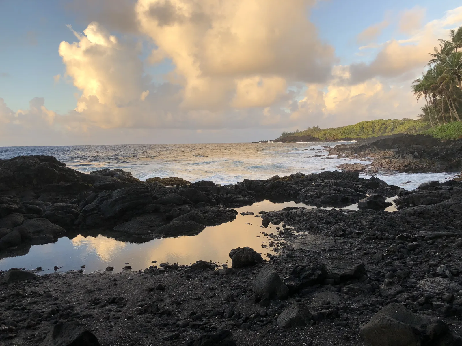 Tide pools and sunset along the Red Road