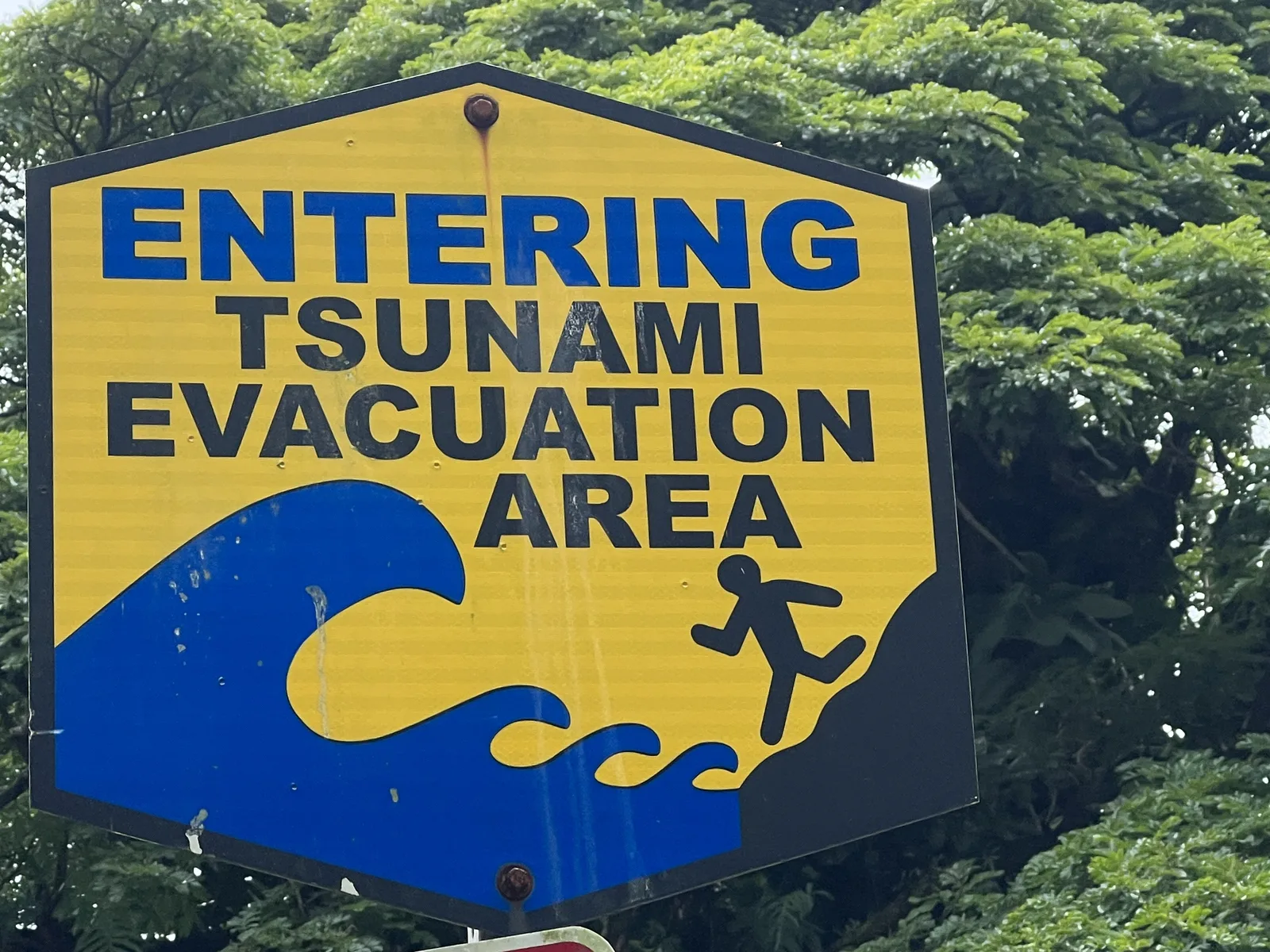 Tsunami evacuation sign in the Red Road community